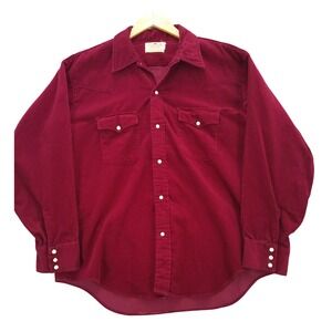 vtg Buffalo Bill Western Corduroy Pearl‎ Snap Shirt XL/XXL